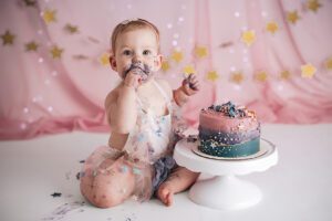 girly stars cake smash photographer apex