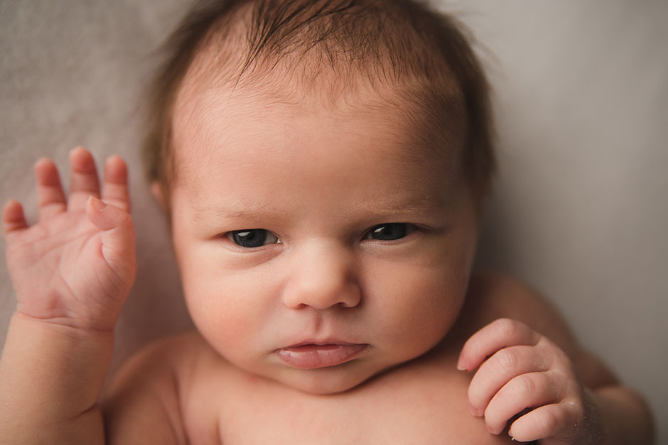 open-eyed newborn