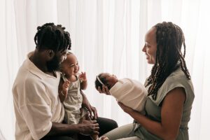 family of four with newborn baby, raleigh newborn photographer