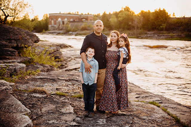 family photo at river  | Raleigh Family Photography