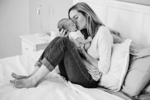 in home lifestyle newborn picture in Apex