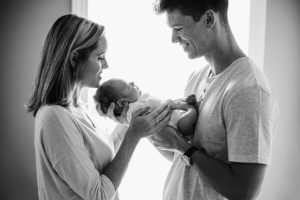 in home lifestyle newborn picture in Apex