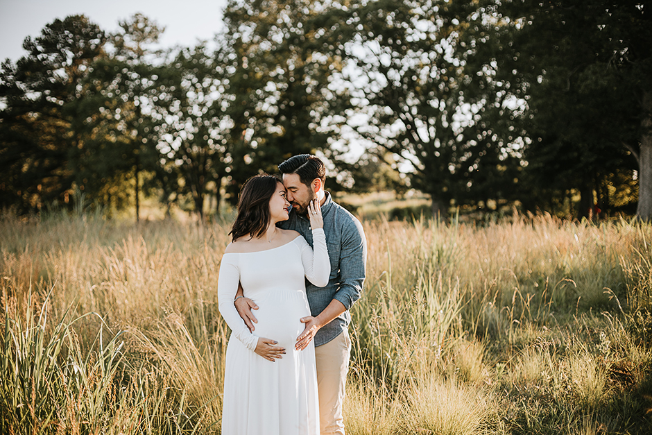 Couple embracing, Raleigh Maternity Photographer