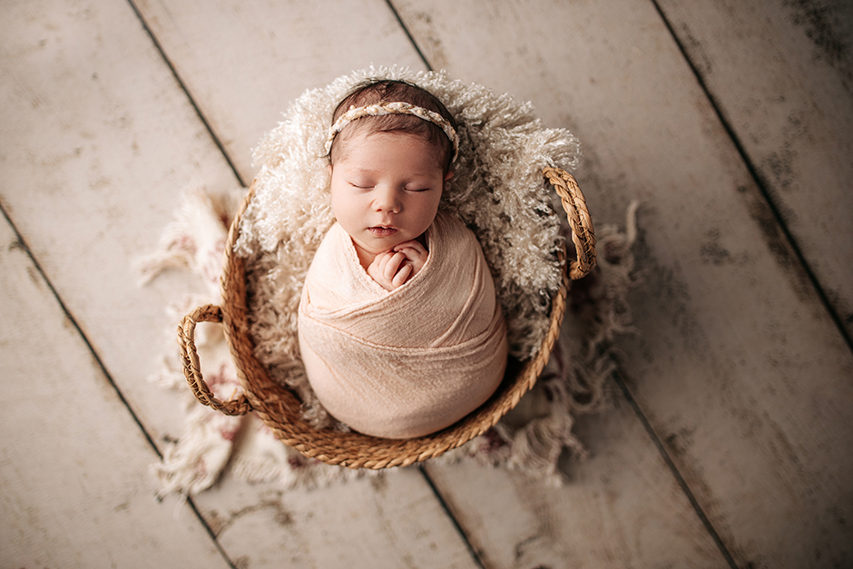 swaddled baby in basket apex nc