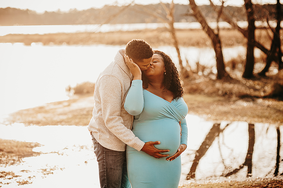 maternity couple embracing, raleigh maternity photography