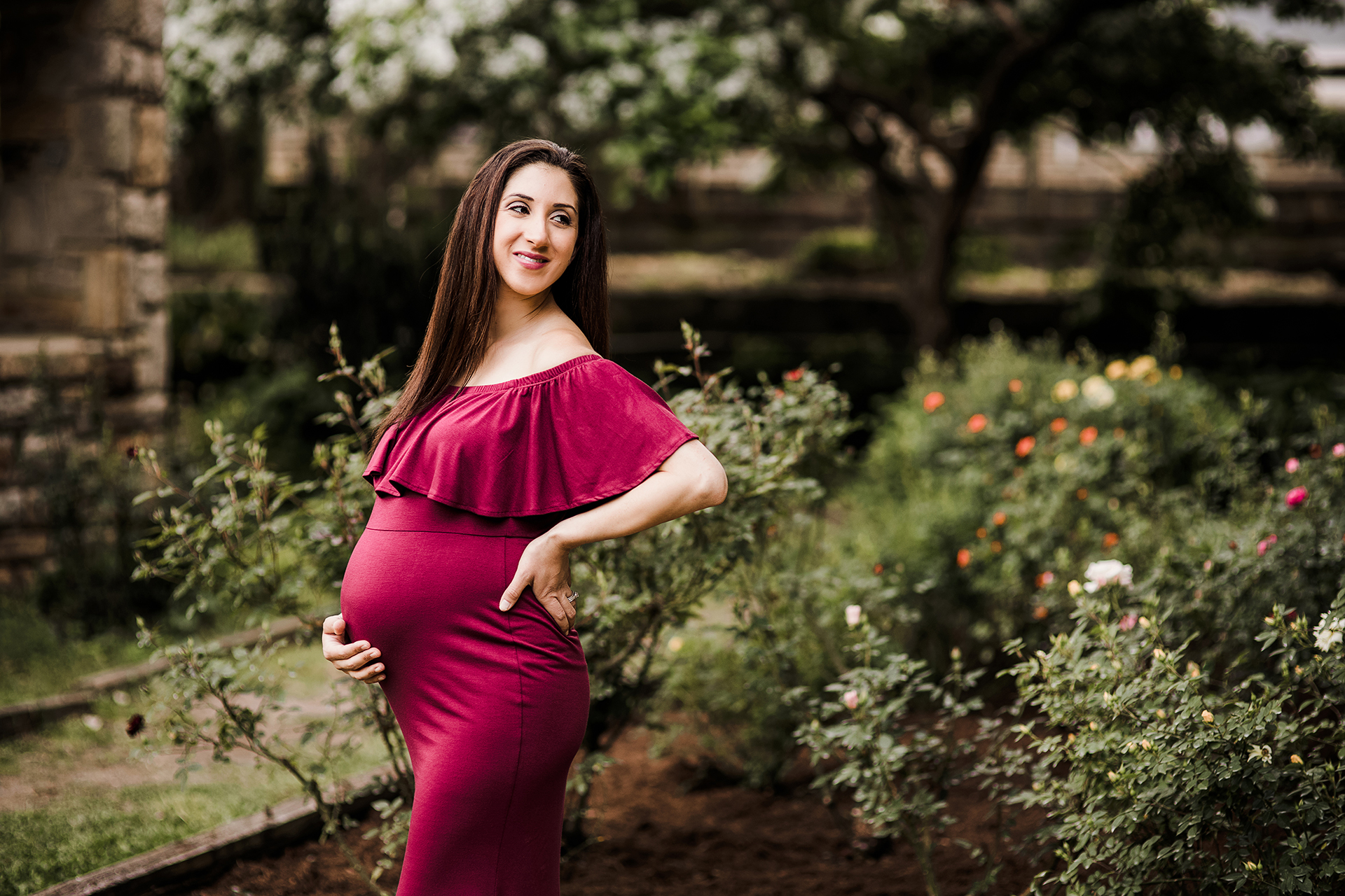 raleigh rose garden maternity photoshoot