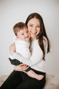 cary baby photographer Laura Karoline phography, mom hugging one year old son