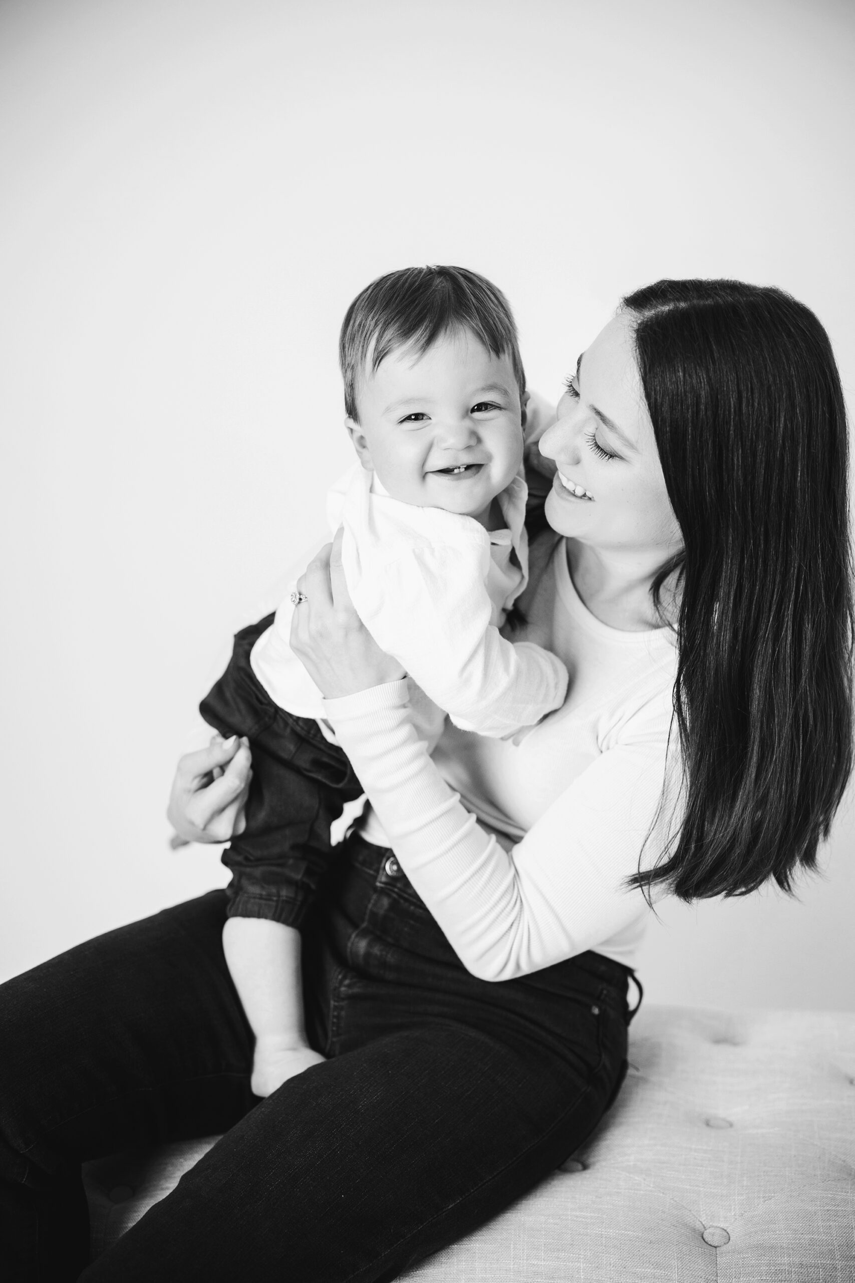 cary baby photographer Laura Karoline phography, mom and me photo of baby and mom in studio