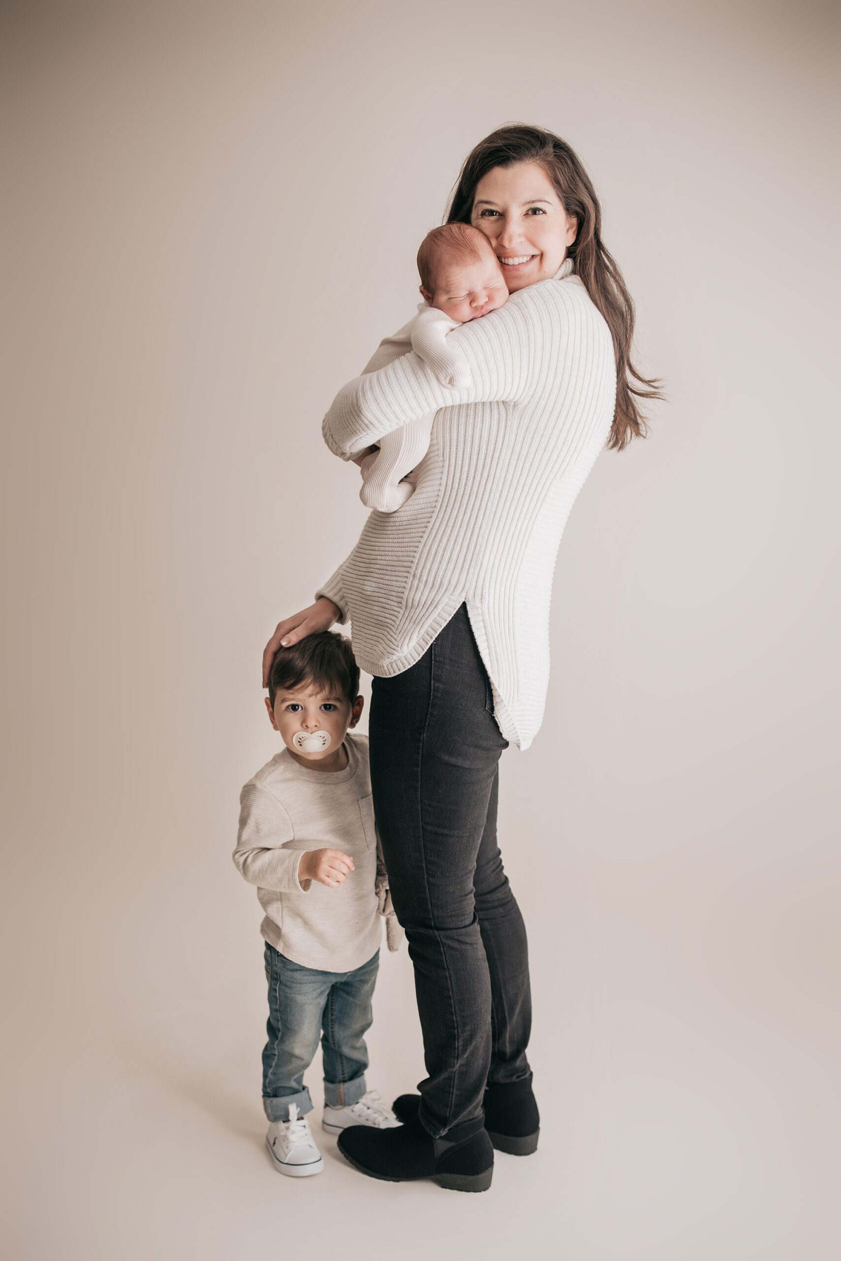 mom with toddler and baby newborn photos wake forest