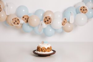 milk and cookies cake smash setup raleigh