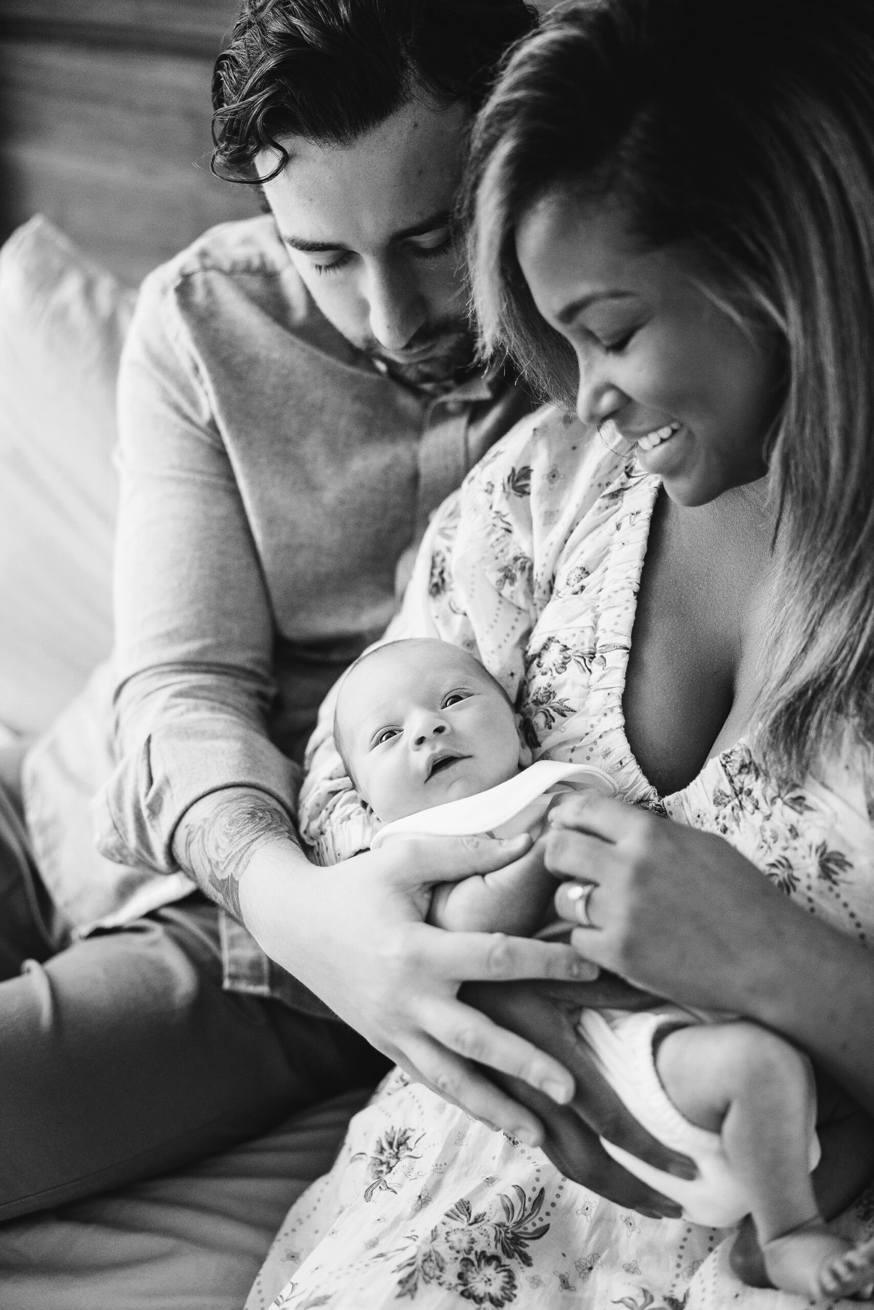 black and white newborn photography in raleigh